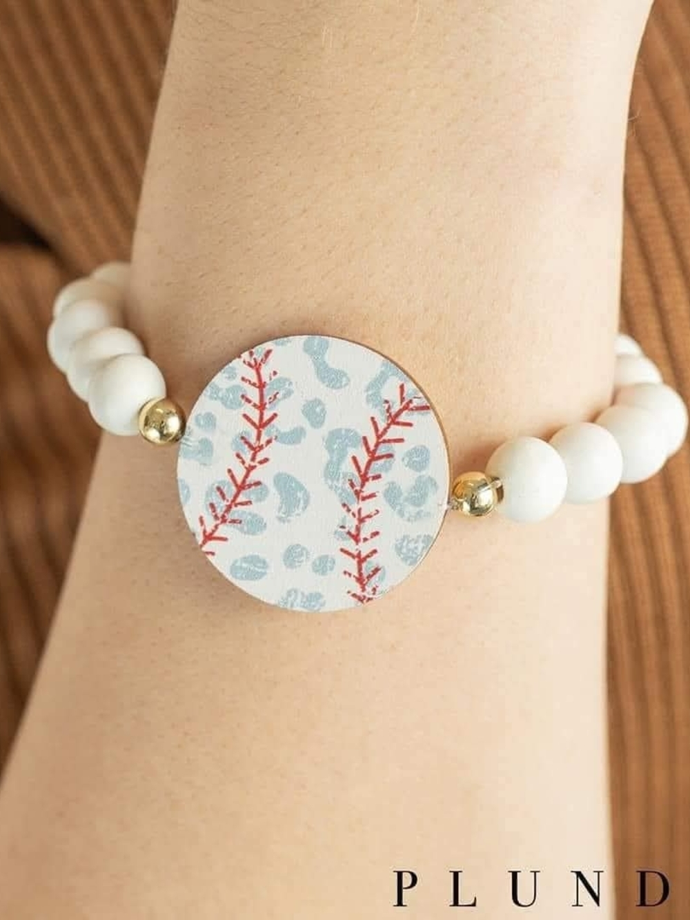 White Leopard Baseball Bracelet